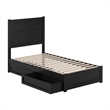 Pemberly Row Twin Platform Bed with Footboard and Drawers in Black