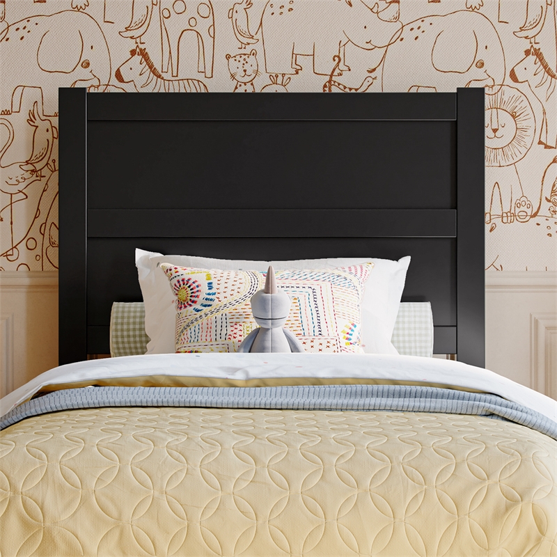 Pemberly Row Twin Platform Bed with Footboard and Drawers in Black
