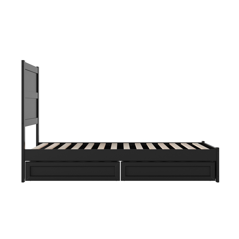 Pemberly Row Twin Platform Bed with Footboard and Drawers in Black