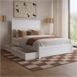 Pemberly Row Full Platform Bed with Footboard and Drawers in White