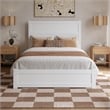 Pemberly Row Full Platform Bed with Footboard and Drawers in White