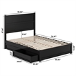 Pemberly Row Full Platform Bed with Footboard and Drawers in Black