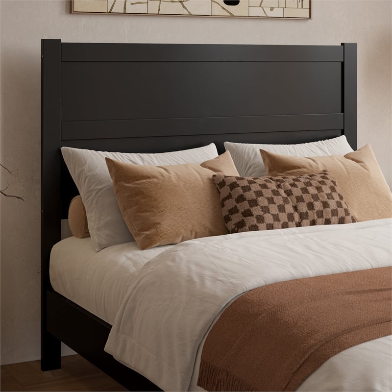 Pemberly Row Full Platform Bed with Footboard and Drawers in Black