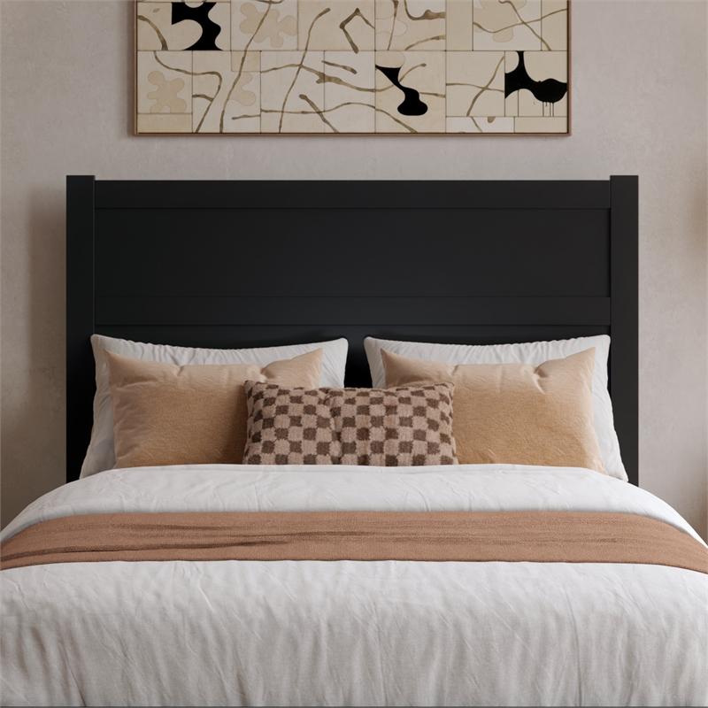 Pemberly Row Full Platform Bed with Footboard and Drawers in Black