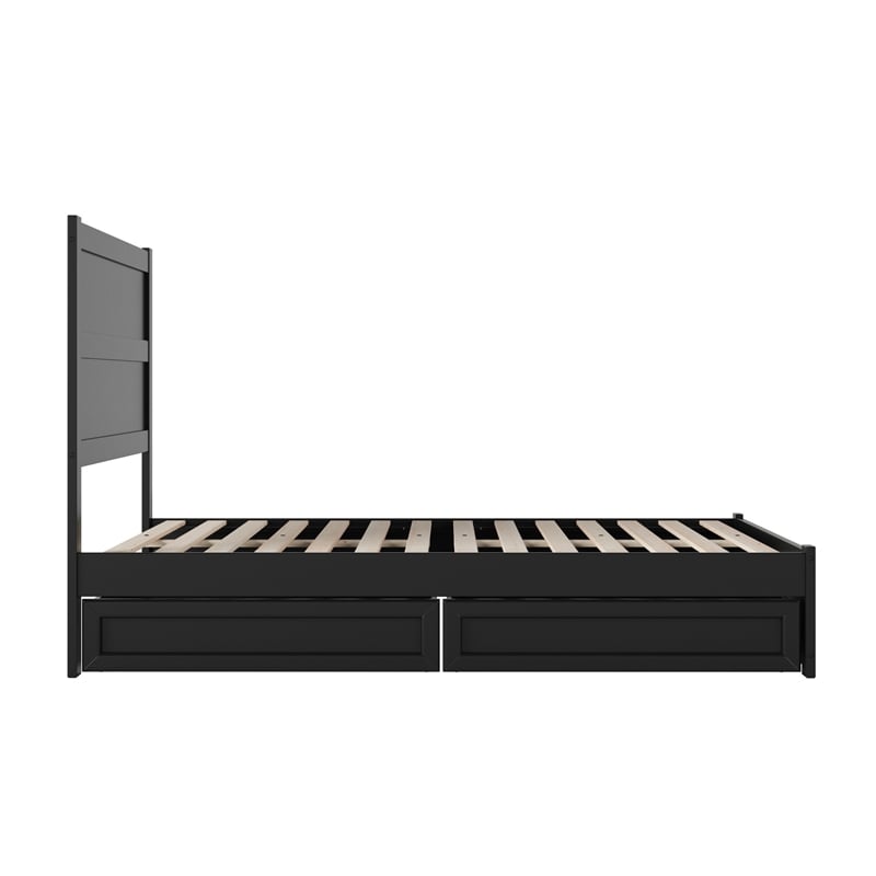 Pemberly Row Full Platform Bed with Footboard and Drawers in Black