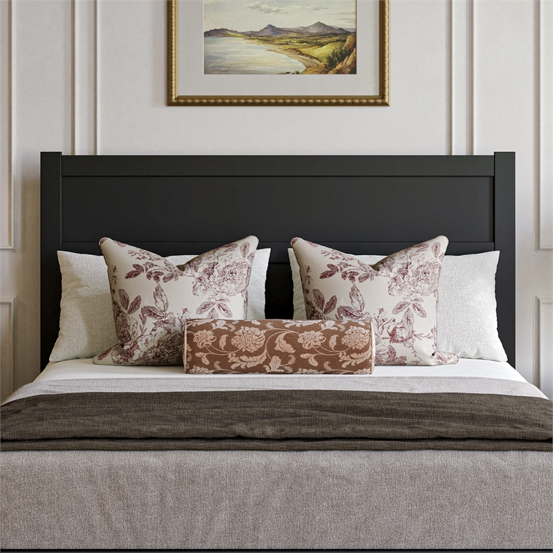 Pemberly Row Queen Platform Bed with Footboard and Drawers in Black