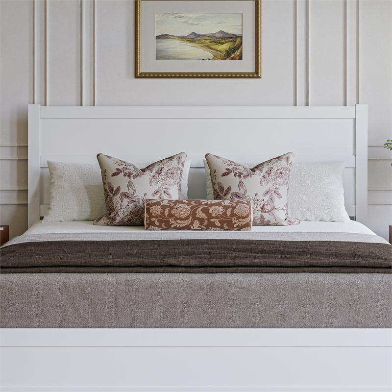 Pemberly Row King Platform Bed with Footboard and Drawers in White