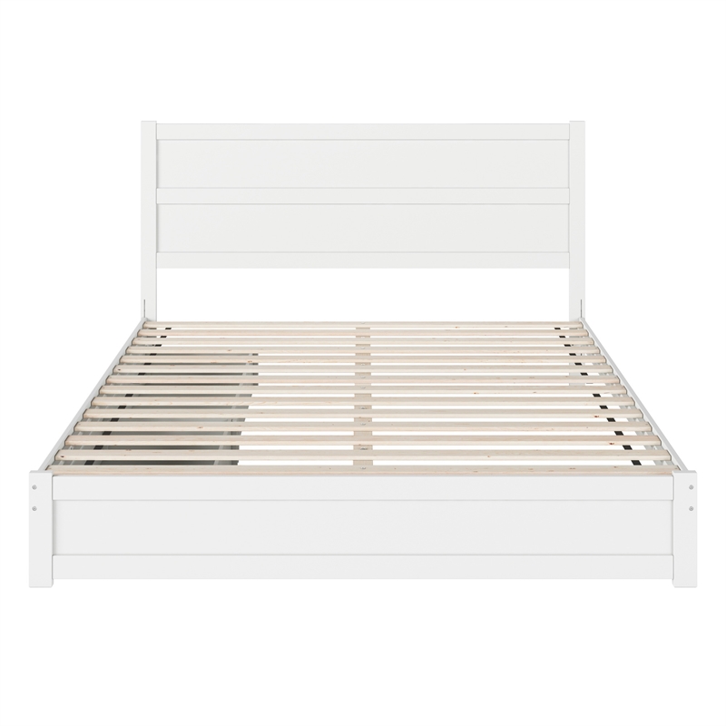 Pemberly Row King Platform Bed with Footboard and Drawers in White