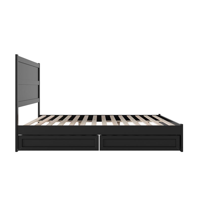 Pemberly Row King Platform Bed with Footboard and Drawers in Black