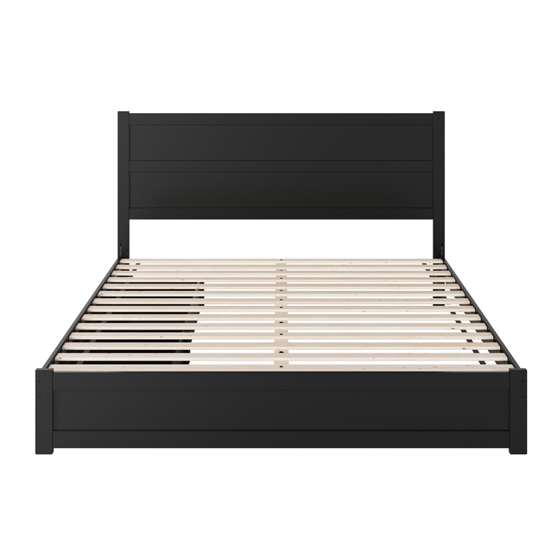 Pemberly Row King Platform Bed with Footboard and Drawers in Black