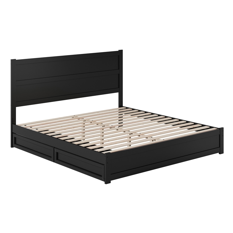 Pemberly Row King Platform Bed with Footboard and Drawers in Black