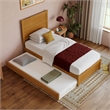 Pemberly Row Twin XL Platform Bed with Footboard and Trundle in Light Toffee