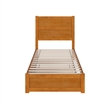 Pemberly Row Twin XL Platform Bed with Footboard and Trundle in Light Toffee