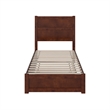 Pemberly Row Twin Platform Bed with Footboard and Twin Trundle in Walnut