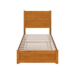 Pemberly Row Twin Platform Bed with Footboard and Twin Trundle in Light Toffee
