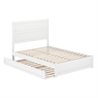 Pemberly Row Full Platform Bed with Footboard and Twin Trundle in White