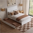 Pemberly Row Full Platform Bed with Footboard and Twin Trundle in White