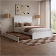 Pemberly Row Full Platform Bed with Footboard and Twin Trundle in White