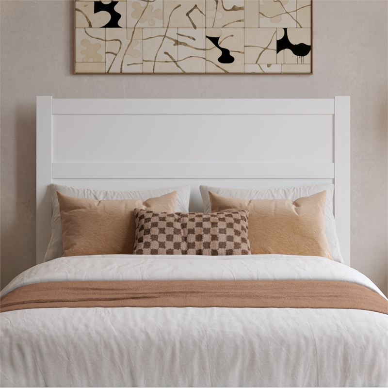 Pemberly Row Full Platform Bed with Footboard and Twin Trundle in White