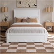 Pemberly Row Full Platform Bed with Footboard and Twin Trundle in White