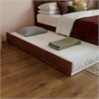 Pemberly Row Full Platform Bed with Footboard and Twin Trundle in Walnut