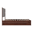 Pemberly Row Full Platform Bed with Footboard and Twin Trundle in Walnut