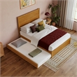 Pemberly Row Full Platform Bed with Footboard and Twin Trundle in Light Toffee