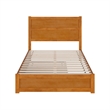 Pemberly Row Full Platform Bed with Footboard and Twin Trundle in Light Toffee