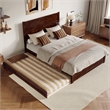 Pemberly Row Queen Platform Bed with Footboard and Twin XL Trundle in Walnut