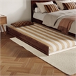 Pemberly Row Queen Platform Bed with Footboard and Twin XL Trundle in Walnut