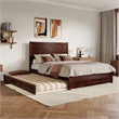 Pemberly Row Queen Platform Bed with Footboard and Twin XL Trundle in Walnut