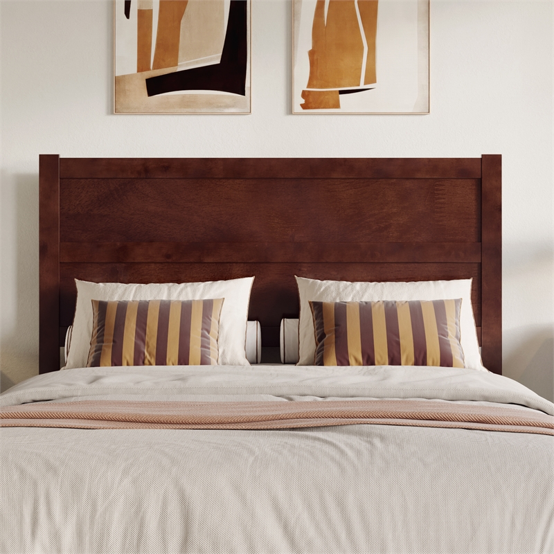 Pemberly Row Queen Platform Bed with Footboard and Twin XL Trundle in Walnut