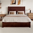 Pemberly Row Queen Platform Bed with Footboard and Twin XL Trundle in Walnut