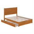 Pemberly Row Queen Platform Bed with Footboard & Twin XL Trundle in Light Toffee