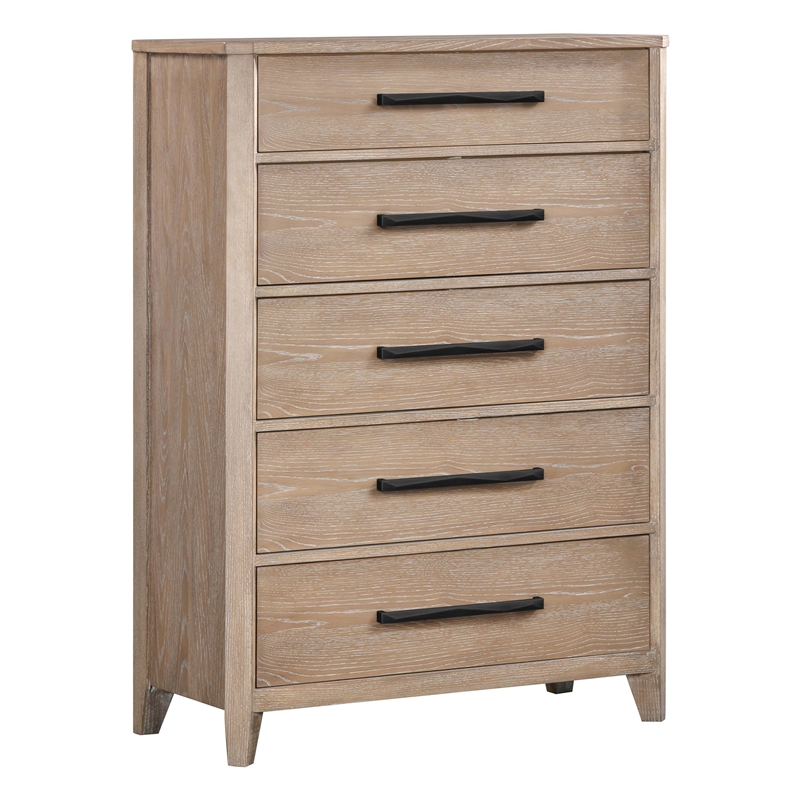 Pemberly Row King Bed with 2 Nightstands Dresser Mirror and Chest