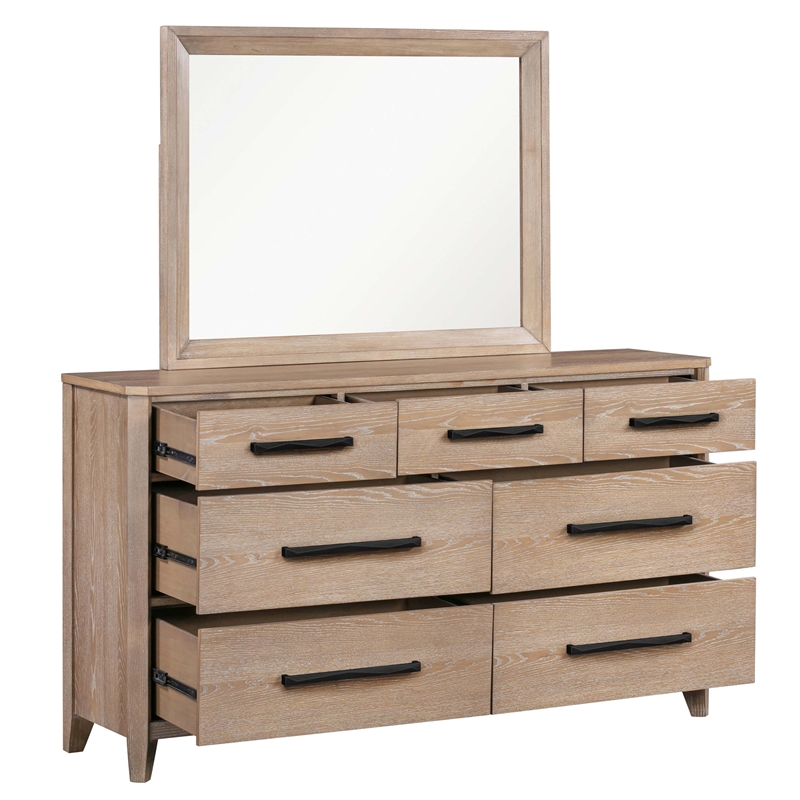 Pemberly Row Queen Bed with 2 Nightstands Dresser Mirror and Chest