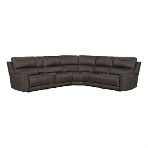 Pemberly Row Brown 6 Piece Zero Gravity Power Reclining Sectional