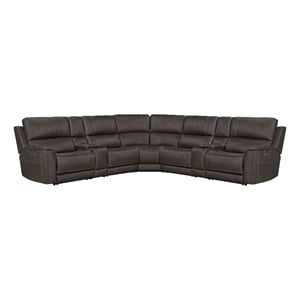 Pemberly Row Brown 7 Piece Zero Gravity Power Reclining Sectional