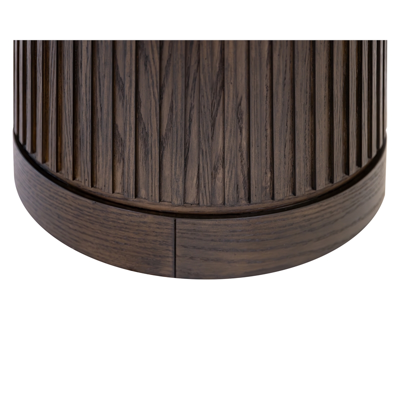 Pemberly Row Modern Solid Wood Round Chair Side Table in Brown