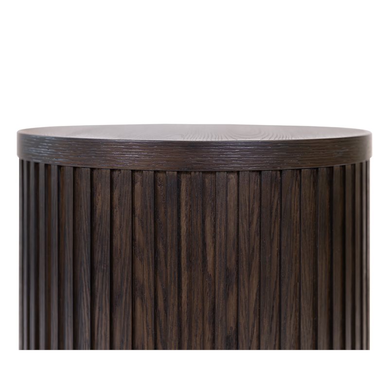 Pemberly Row Modern Solid Wood Round Chair Side Table in Brown