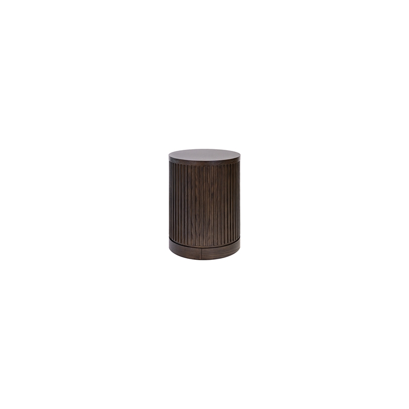 Pemberly Row Modern Solid Wood Round Chair Side Table in Brown
