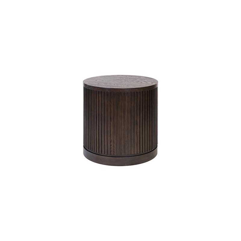 Pemberly Row Modern Solid Wood Round End Table with Shelf in Brown