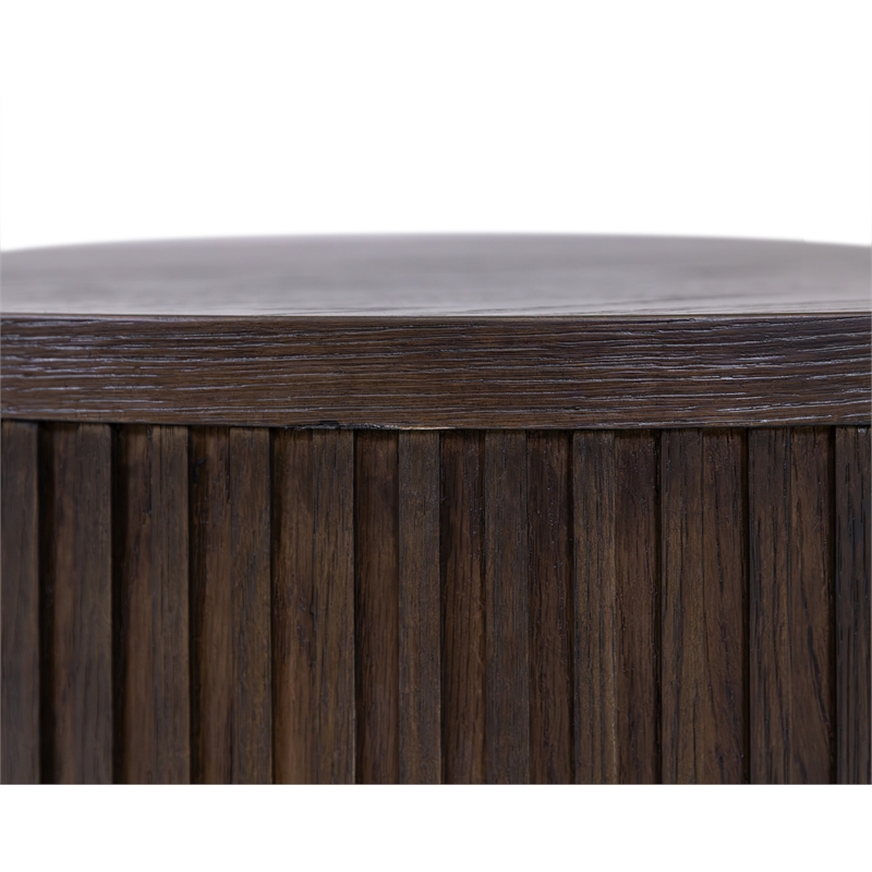 Pemberly Row Modern Solid Wood Round Cocktail Table in Brown