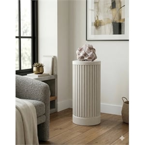 Pemberly Row Modern Solid Wood Round Pedestal Side Table in White