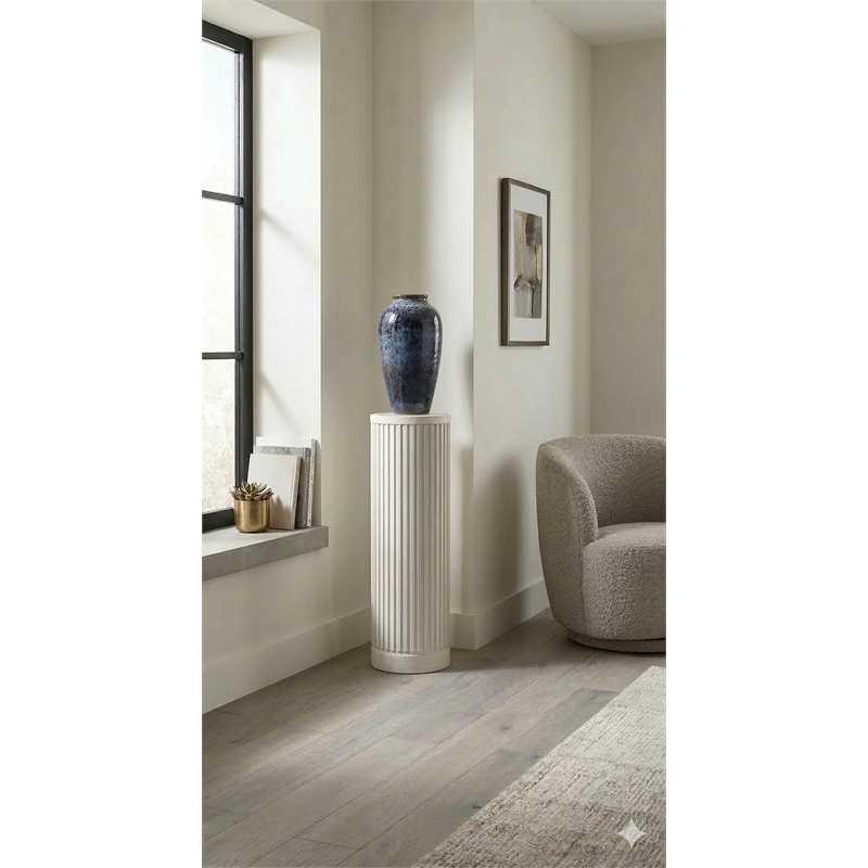 Pemberly Row Modern Solid Wood Round Pedestal End Table in White