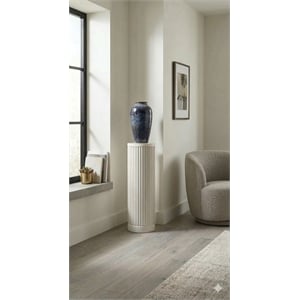 Pemberly Row Modern Solid Wood Round Pedestal End Table in White