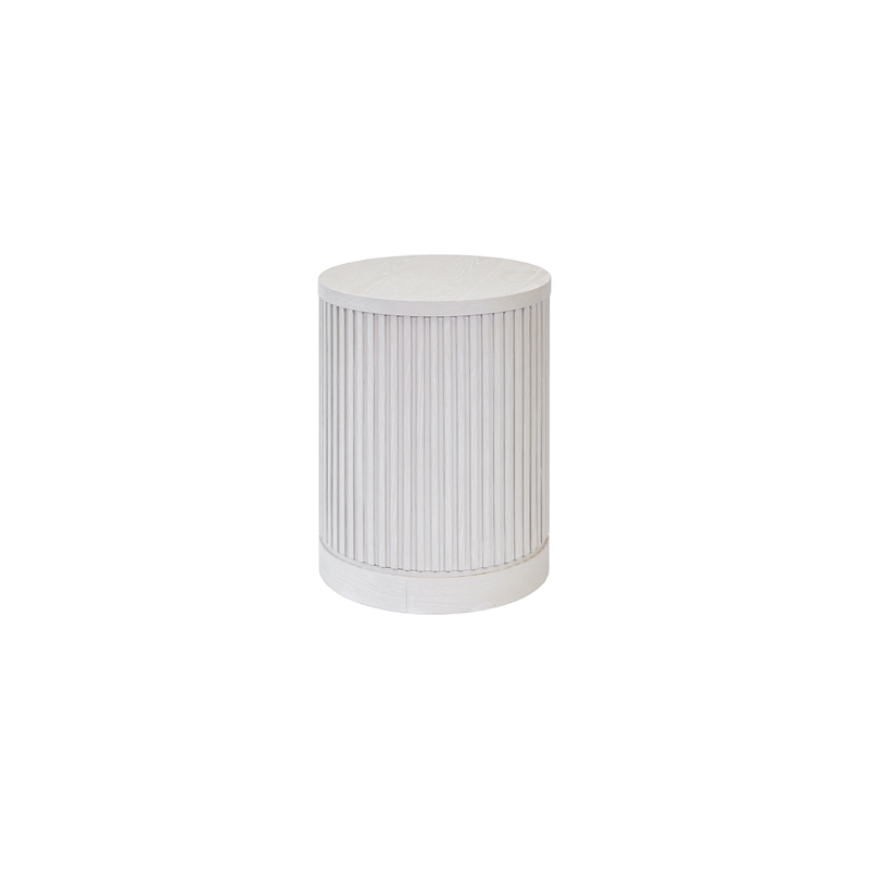 Pemberly Row Modern Solid Wood Round Chair Side Table in White
