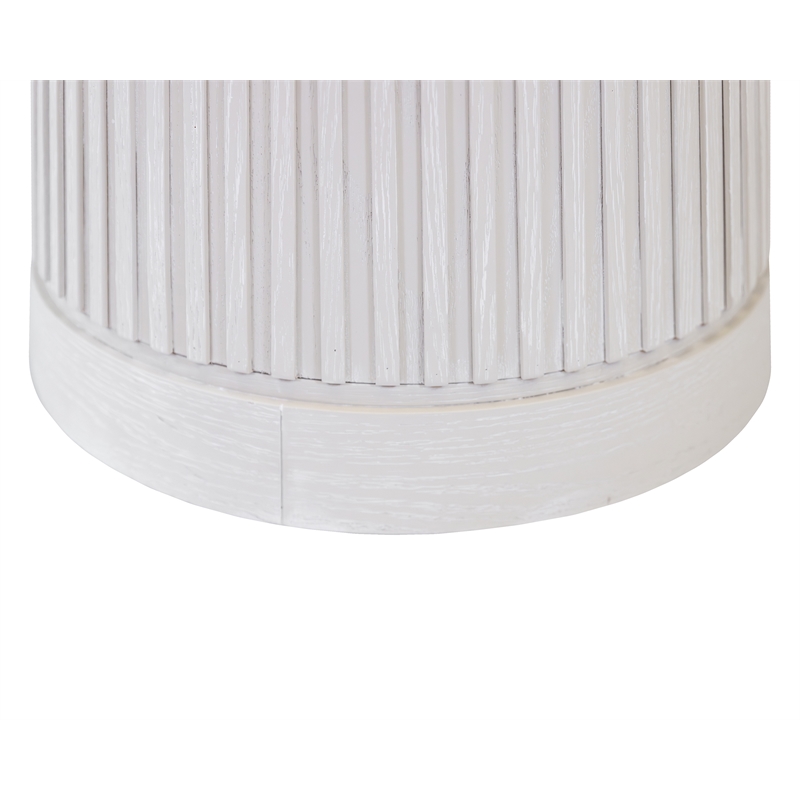 Pemberly Row Modern Solid Wood Round Chair Side Table in White