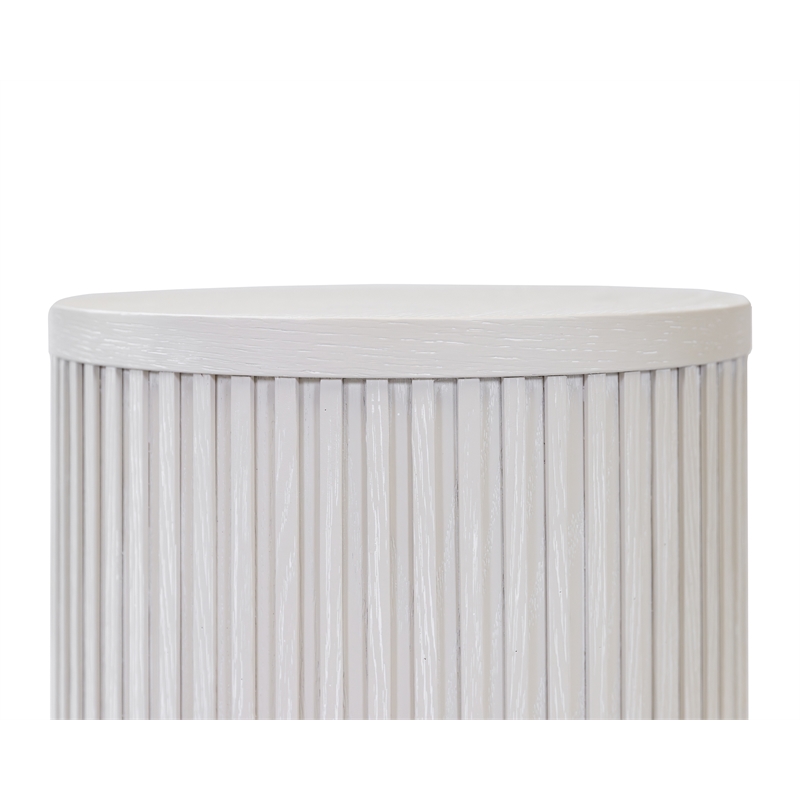Pemberly Row Modern Solid Wood Round Chair Side Table in White
