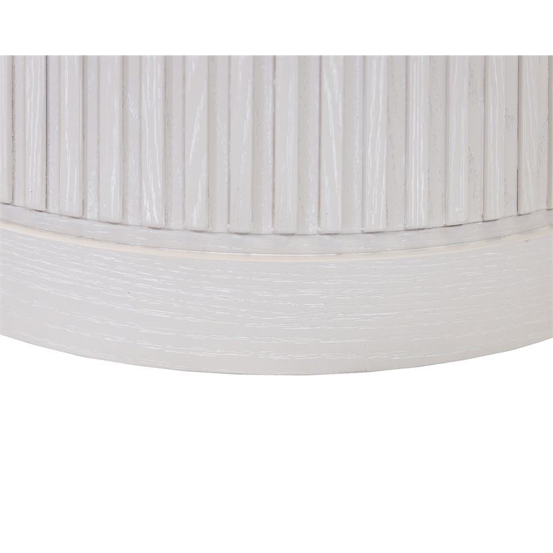 Pemberly Row Modern Solid Wood Round End Table with Shelf in White